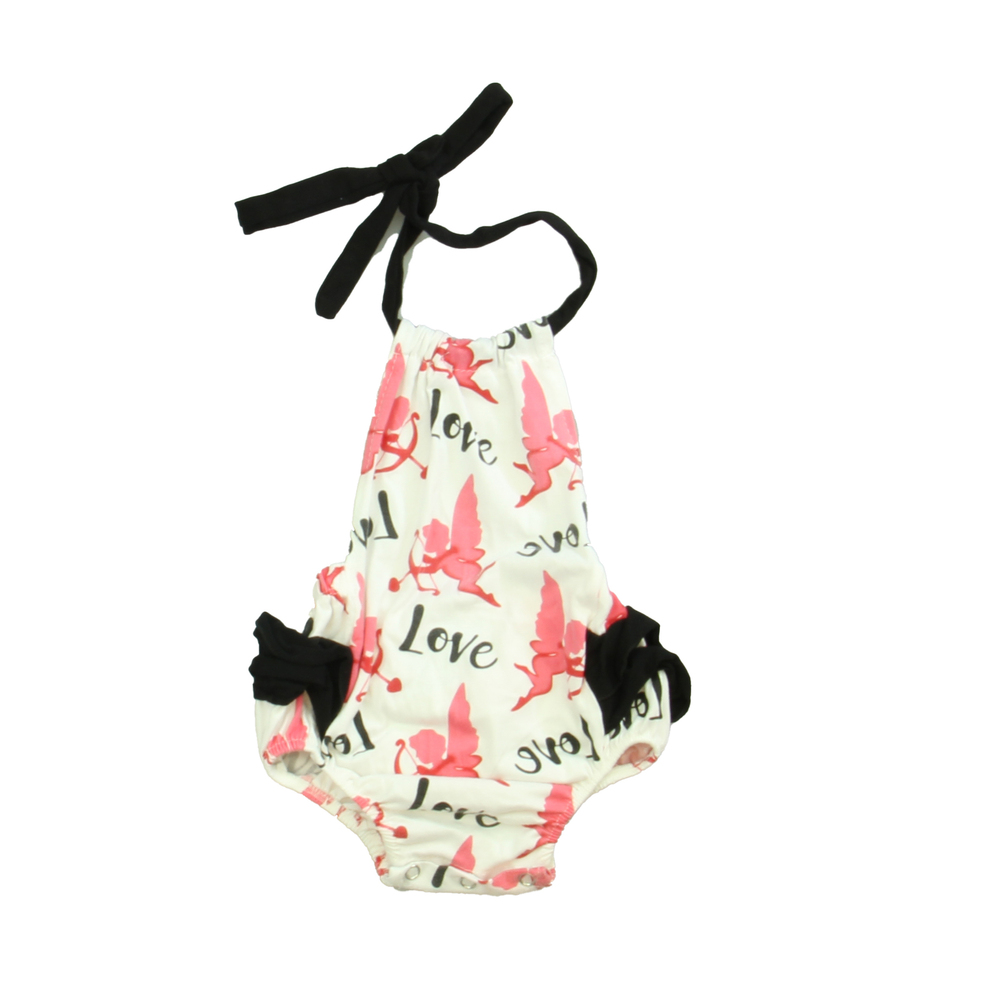 Bailey's Blossoms Girls White | Pink | Black Romper size: 18-24 Months